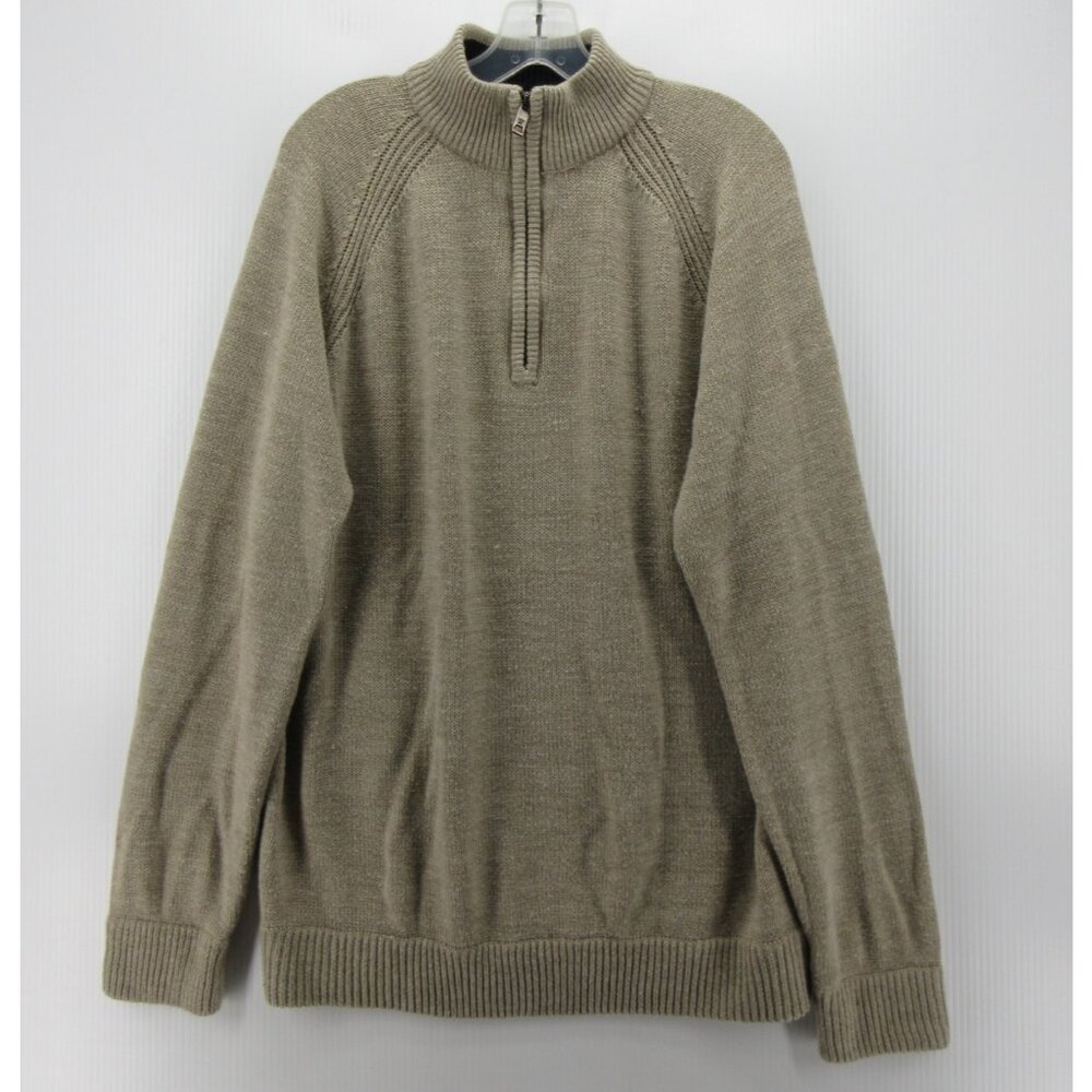 James Pringle Sweater XL Taupe 1/4 Zip Pullover Classic Raglan Sleeve